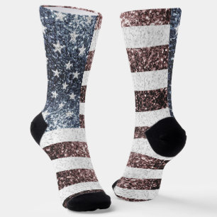 Rustikale Red White Blue Glitzern USA Flagge Socken