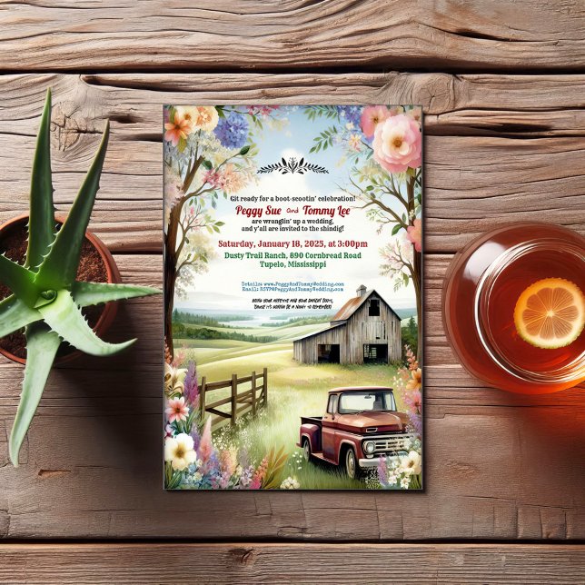 Rustikale Redneck Landschaft Hochzeit Einladung (Von Creator hochgeladen)