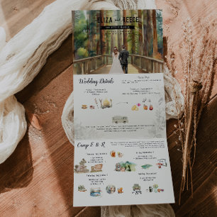Rustikale Redwood Forest Wedding Dreifach Gefaltete Einladung
