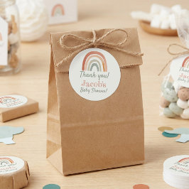 Rustikale Regenbogenbaby-Dusche Danke Runder Aufkleber
