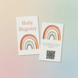 Rustikale Regenbogenbaby-Dusche QR Code Registrier Begleitkarte