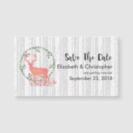 Rustikale Reindeer Boho Wasserfarbe Save the Date Magnetkarte