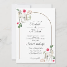 Rustikale Reiterei Blumen Pink Hochzeitseinladung