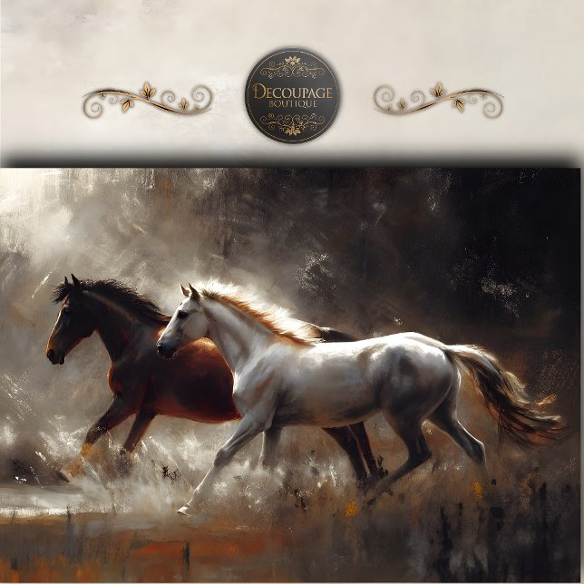 Rustikale Rennpferde Kunst-Decoupage Seidenpapier (Rustic Running Horses Art Decoupage Tissue Paper)