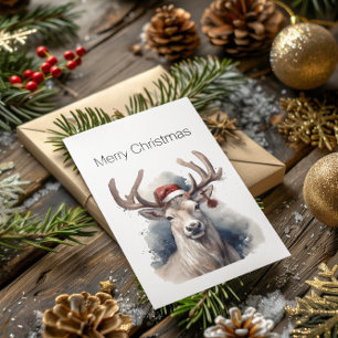 Rustikale Rentier-Weihnachtsfeier, individuell Postkarte