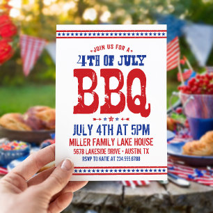 Rustikale Retro-4.-Juli-BBQ-Cookout-Party Einladung