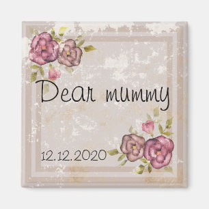 Rustikale Retro-Grunge beige Textur Blume Rose tl Magnet