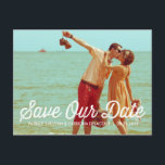 Rustikale Retro-Typografie Save the Date Postkarte<br><div class="desc">Rustikale Retro Typografie Save the Date Postcard Anpassbare Save the Date Postkarte mit rustikalem Retro-Skript. Ähnliche Gegenstände sind in meinen gefunden.</div>