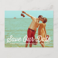 Rustikale Retro-Typografie Save-the-Date-Postkarte