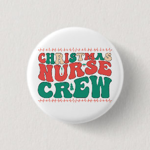 Rustikale Retro-Weihnachts-Krankenschwester-Crew Button