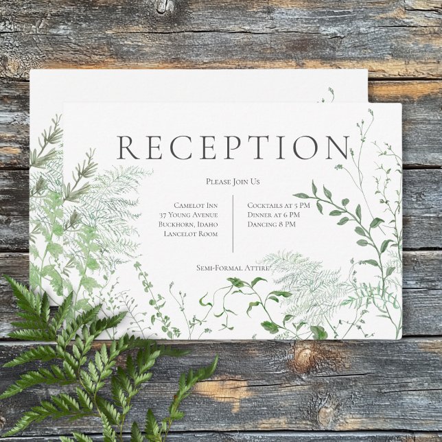 Rustikale Rezeption für Fern Green Foliage Begleitkarte (Rustic Fern Green Foliage White Wedding Reception Enclosure Card)
