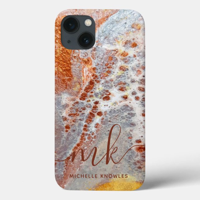 Rustikale Rock Gold Marmor Textur Custom Initials Case-Mate iPhone Hülle (Rückseite)