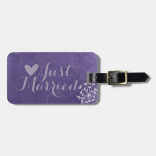 Rustikale romanische Lila Flitterwochen Gepäckmark Gepäckanhänger