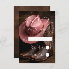 Rustikale Romantik: Boots and Hat Wedding RSVP Karte