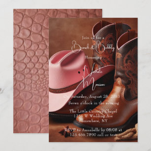 Rustikale Romantik: Boots & Hat Brunch und Bubbly Einladung