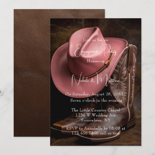 Rustikale Romantik: Boots & Hat Engagement Party Einladung