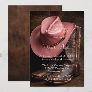 Rustikale Romantik: Boots & Hat Weddin Couples Dus Einladung