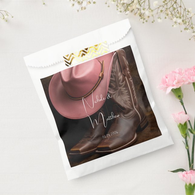 Rustikale Romantik: Cowboy Boots & Rose Hat Weddin Geschenktütchen (Versiegelt)