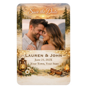 Rustikale Romantik Foto Save-The-Date-Hochzeitsmag Magnet