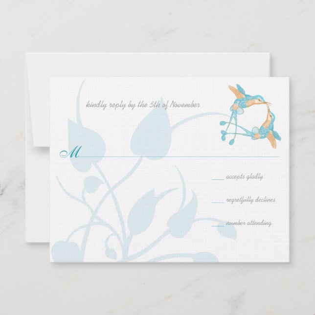Rustikale Romantik Hummingbird Kiss Liebe BirdWedd RSVP Karte (Vorderseite)