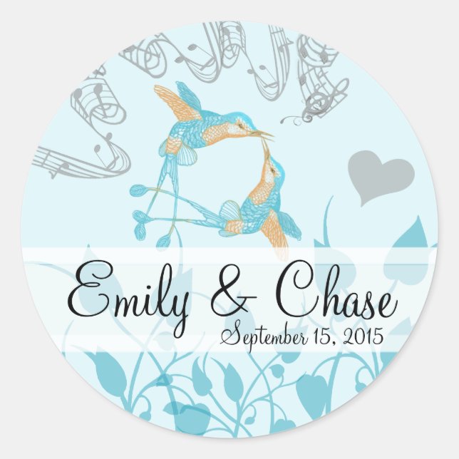 Rustikale Romantik Hummingbird Kiss Liebe BirdWedd Runder Aufkleber (Vorderseite)