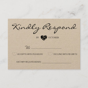 Rustikale Romantik Suite Wedding RSVP Card