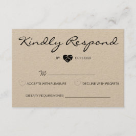 Rustikale Romantik Suite Wedding RSVP Card Karte