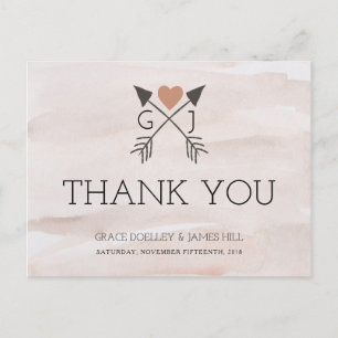 Rustikale romantische Arrow and Heart Wedding Viel Postkarte