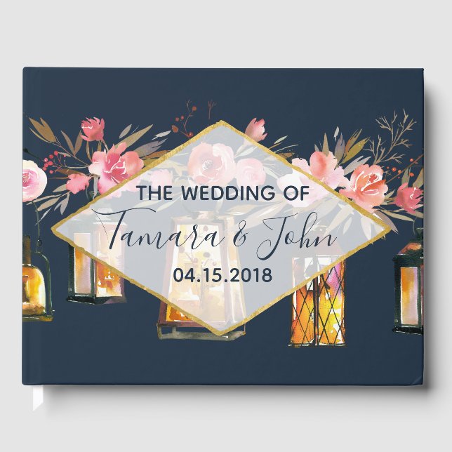 Rustikale romantische Hochzeit der Navy Gästebuch (Vorderseite)