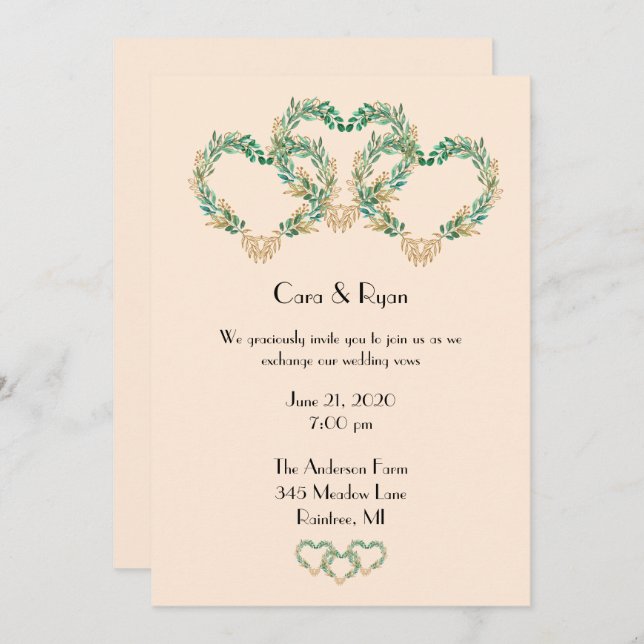 Rustikale romantische Hübsche Hochzeit Einladung (Vorne/Hinten)