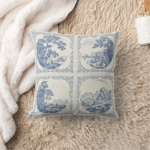 Rustikale Romantische Vintage Delft Blaue Fliesen Kissen