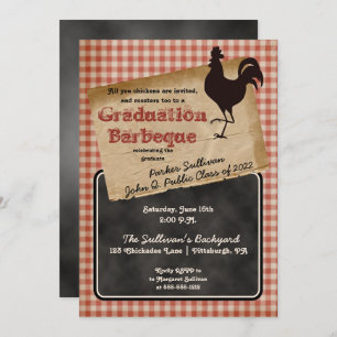 Rustikale Rooster Backyard GRILLEN Graduation Part Einladung