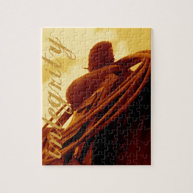 Rustikale roping Sattelkunst des Westerns Puzzle (Vertikal)