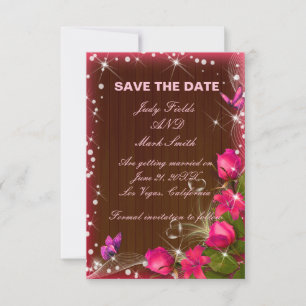 Rustikale, rosa, bläserne Save the Date Karte aus