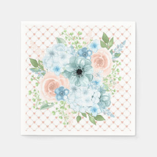 Rustikale rosa blaue Blumen Polka-Punkt-Servietten Serviette