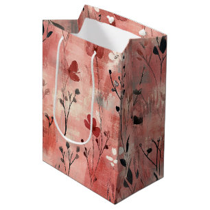 Rustikale Rosa Blumenleinwand-Muster (9) Mittlere Geschenktüte