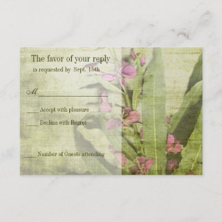 Rustikale, rosa Feuerweed-Hochzeitskarten RSVP Karte