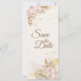 Rustikale Rosa & Goldene Blumen Boho Save-the-Date Einladung