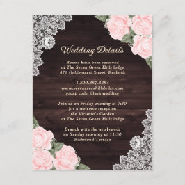 Rustikale Rosa Holzlasche mit Blumenmuster Begleitkarte