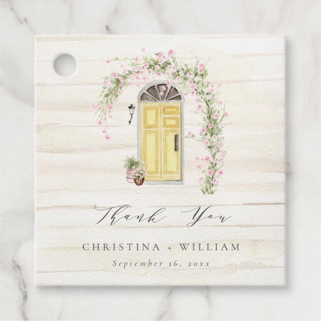 Rustikale Rosa Hütte Garden Wedding Geschenkanhänger (Vorderseite)