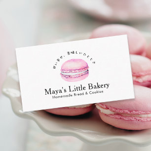 Rustikale rosa Macaron-Wasserfarbe-Bäckerei Visitenkarte
