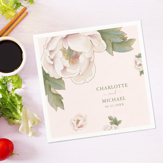 Rustikale Rosa Pink Peony Rose Floral Wedkin Napki Serviette (Von Creator hochgeladen)