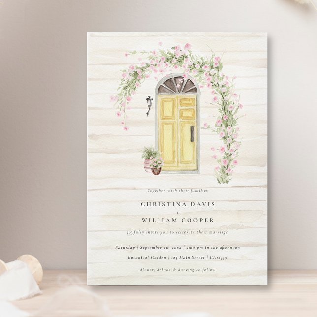 Rustikale Rosa Rose Cottager Hochzeit Einladung (Von Creator hochgeladen)