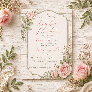 Rustikale rosa Rosen Baby Girl Baby Shower Einladung