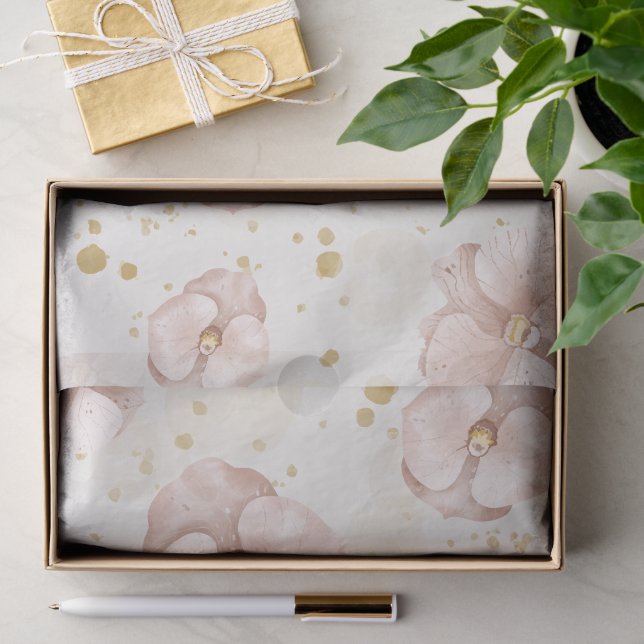 Rustikale Rosa- und Gold-Blumen-Boho-Geschenkpapie Seidenpapier (Geschenk)