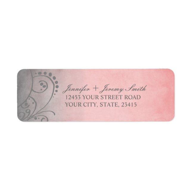 Rustikale rosa und graue Bohemische Rücksendeadres (Vorne)