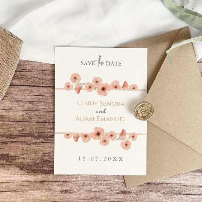 Rustikale Rosa Wildblume Hochzeit Save The Date (Von Creator hochgeladen)