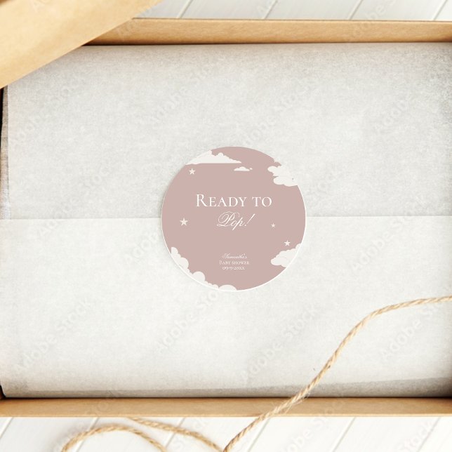 Rustikale rosa Wolke Minimal Vorbereitung zum Pop  Runder Aufkleber (Von Creator hochgeladen)