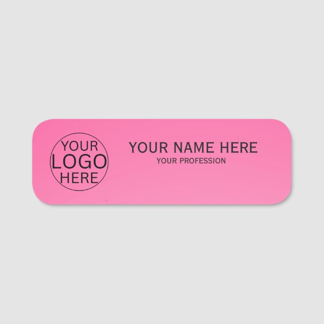 Rustikale Rosafarben-Rosen-Logo Mitarbeiter  Namensschild (Vorderseite)