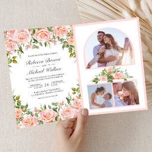 Rustikale rosafarbene Blumeneinladung zur Hochzeit Einladung